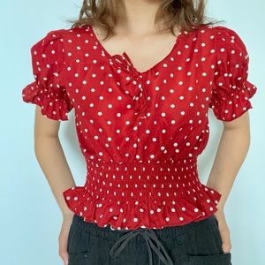 Polka dot red blouse